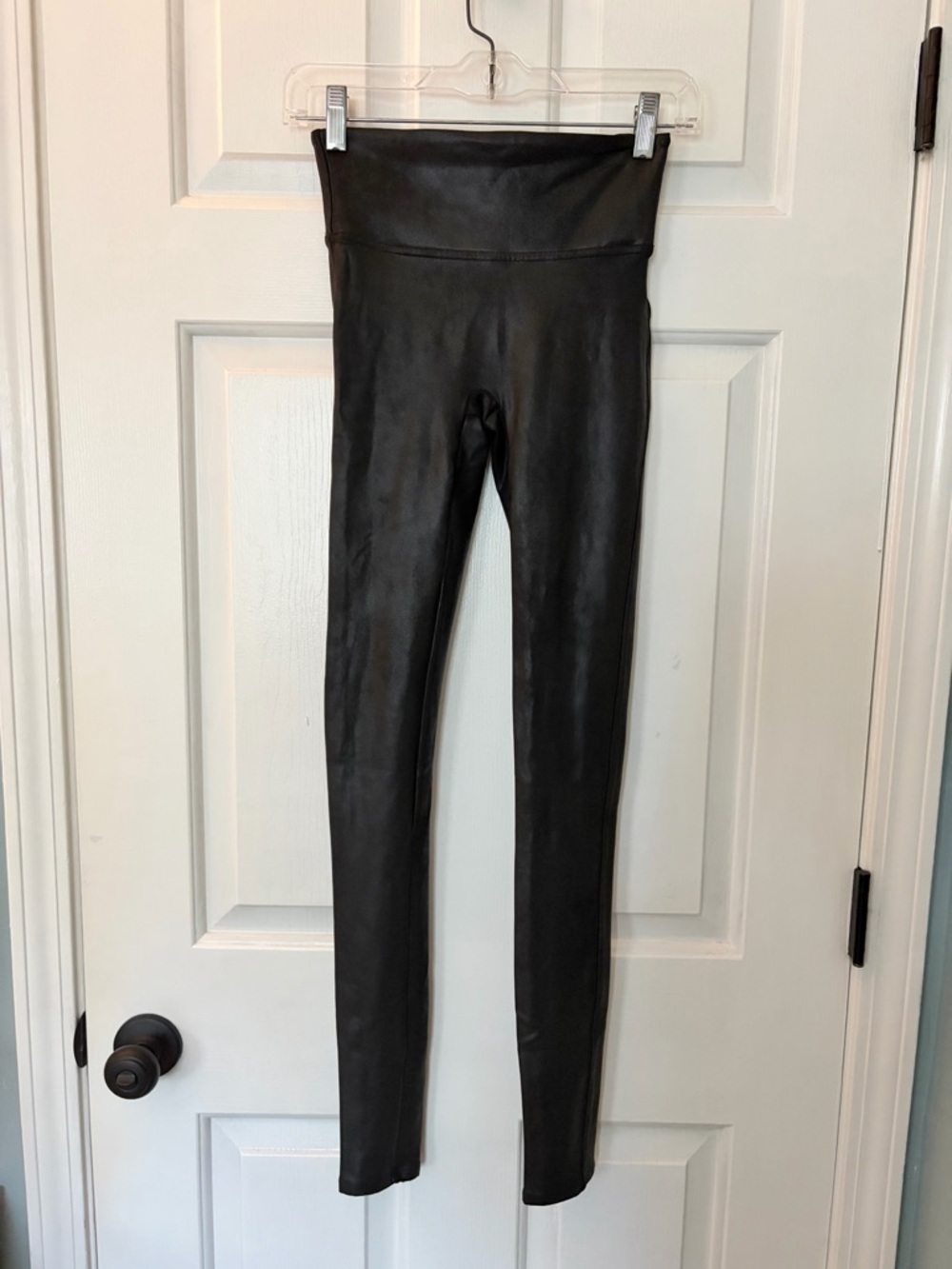 SPANX Faux Leather High-Rise Leggings in Black size ST Stretch Skinny Chic